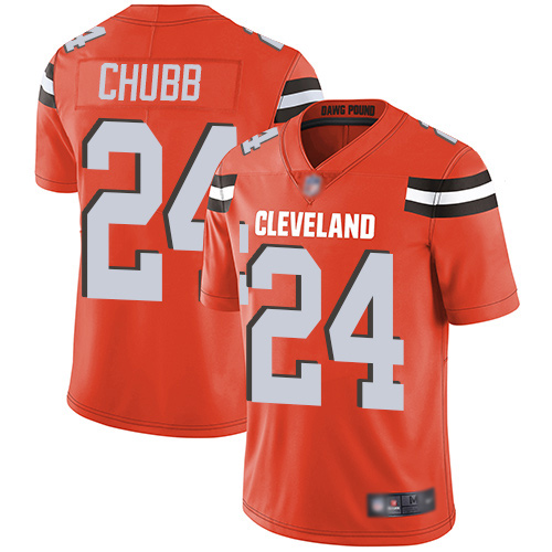 Cleveland Browns Nick Chubb Men Orange Limited Jersey 24 NFL Football Alternate Vapor Untouchable